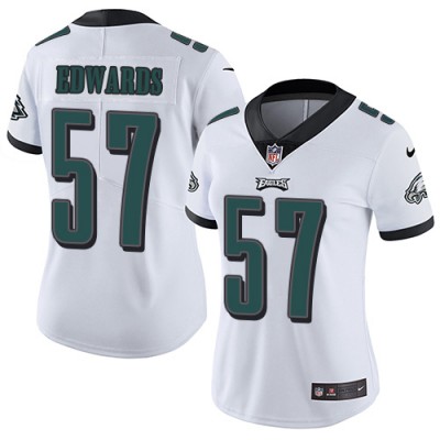 Nike Philadelphia Eagles #57 T. J. Edwards White Women's Stitched NFL Vapor Untouchable Limited Jersey